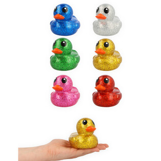 Large Mixed Coloured Glitter Bath Ducks - 10x8x8 cm - Glitter Ducks (6 pcs)