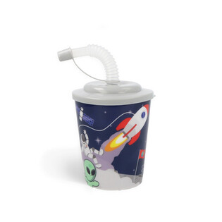 DRINKING CUP / ICE CREAM CUP WITH STRAW &ndash; SPACE (12 pcs)